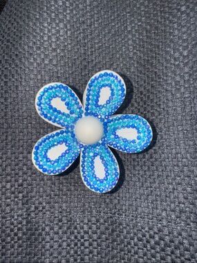 Double sided Blue Hand Bedazzled Flower Hair Clip